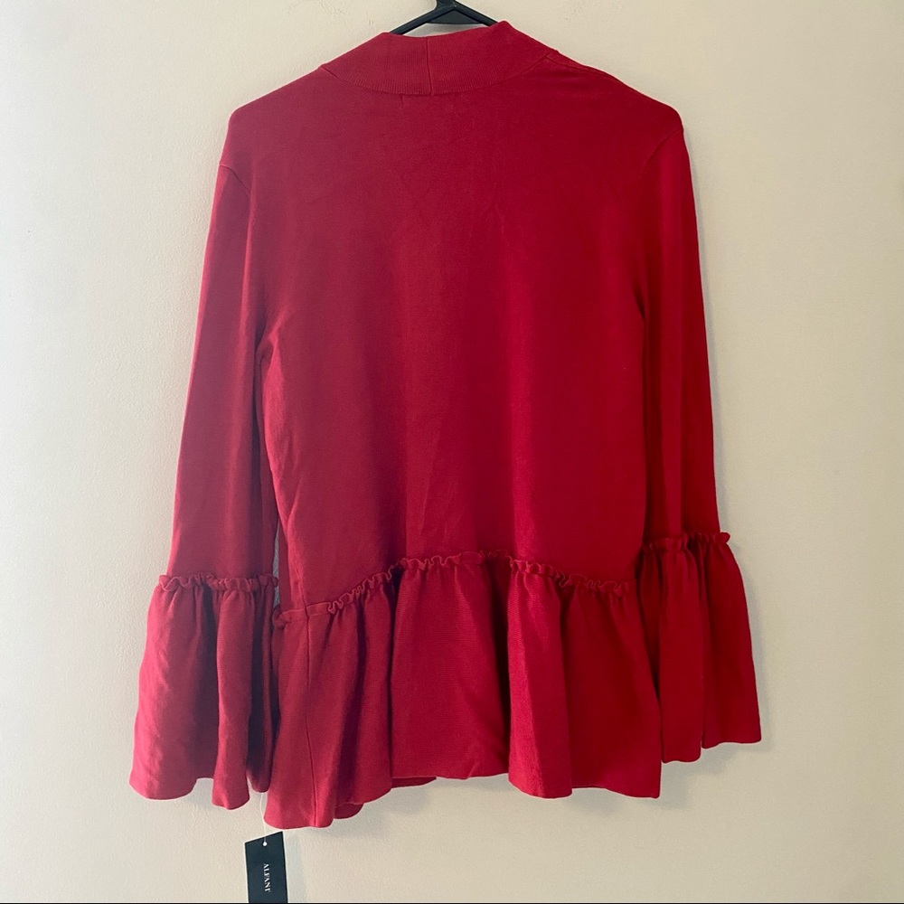 New ALFANI Womens Red Long Sleeve Open Cardigan - Picture 2 of 5